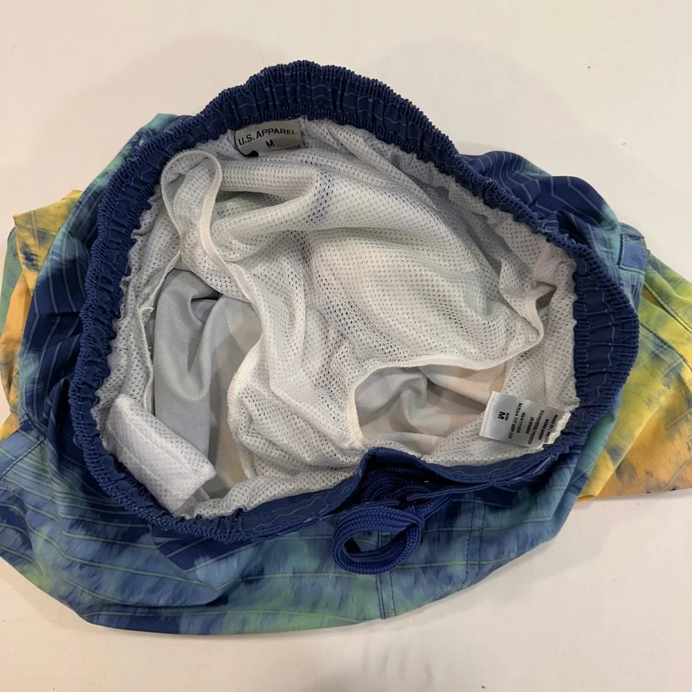 U.S. Apparel Tie Dye Sunset Swim Trunks Mens Size Medium Blue Yellow | Surf core